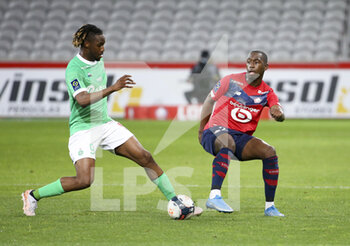 2021-05-16 - Boubakary Soumare of Lille, Charles Abi of Saint-Etienne (left) during the French championship Ligue 1 football match between Lille OSC (LOSC) and AS Saint-Etienne (ASSE) on May 16, 2021 at Stade Pierre Mauroy in Villeneuve-d'Ascq near Lille, France - Photo Jean Catuffe / DPPI - LILLE OSC (LOSC) VS AS SAINT-ETIENNE (ASSE) - FRENCH LIGUE 1 - SOCCER