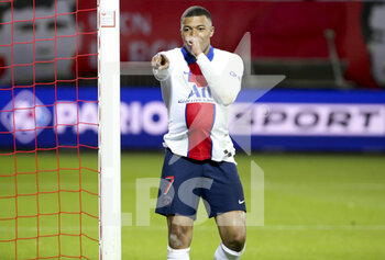 2021-05-23 - Kylian Mbappe of PSG celebrates his goal during the French championship Ligue 1 football match between Stade Brestois 29 and Paris Saint-Germain (PSG) on May 23, 2021 at Stade Francis Le Ble in Brest, France - Photo Jean Catuffe / DPPI - STADE BRESTOIS 29 VS PARIS SAINT-GERMAIN (PSG) - FRENCH LIGUE 1 - SOCCER