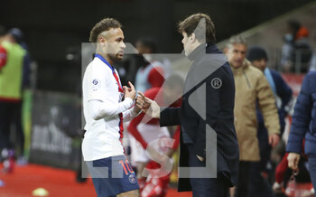2021-05-23 - Neymar Jr of PSG, coach of PSG Mauricio Pochettino during the French championship Ligue 1 football match between Stade Brestois 29 and Paris Saint-Germain (PSG) on May 23, 2021 at Stade Francis Le Ble in Brest, France - Photo Jean Catuffe / DPPI - STADE BRESTOIS 29 VS PARIS SAINT-GERMAIN (PSG) - FRENCH LIGUE 1 - SOCCER