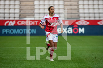 2020-09-11 - Kessya Bussy of Stade de Reims reacts during the Women's French championship D1 Arkema football match between Stade de Reims and Olympique Lyonnais on September 11, 2020 at Auguste Delaune stadium in Reims, France - Photo Antoine Massinon / A2M Sport Consulting / DPPI - STADE DE REIMS VS OLYMPIQUE LYONNAIS - FRENCH WOMEN DIVISION 1 - SOCCER