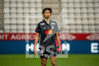 2020-09-11 - Saki Kumagai of Olympique Lyonnais reacts during the Women's French championship D1 Arkema football match between Stade de Reims and Olympique Lyonnais on September 11, 2020 at Auguste Delaune stadium in Reims, France - Photo Antoine Massinon / A2M Sport Consulting / DPPI - STADE DE REIMS VS OLYMPIQUE LYONNAIS - FRENCH WOMEN DIVISION 1 - SOCCER