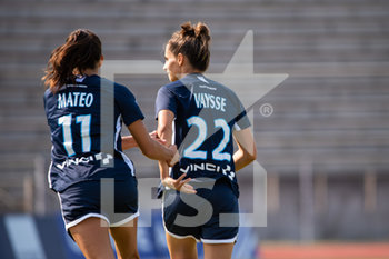 2020-09-12 - Clara Mateo of Paris FC and Sophie Vaysse of Paris FC celebrate the goal during the Women's French championship D1 Arkema football match between Paris FC and Soyaux ASJ on September 12, 2020 at Robert Bobin stadium in Bondoufle, France - Photo Antoine Massinon / A2M Sport Consulting / DPPI - PARIS FC VS SOYAUX ASJ - FRENCH WOMEN DIVISION 1 - SOCCER
