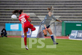 2020-10-10 - Laurie Teinturier of GPSO 92 Issy and Claire Savin of Paris FC during the Women's French championship D1 Arkema football match between Paris FC and GPSO 92 Issy on October 10, 2020 at Robert Bobin stadium in Bondoufle, France - Photo Melanie Laurent / A2M Sport Consulting / DPPI - PARIS FC VS GPSO 92 ISSY - FRENCH WOMEN DIVISION 1 - SOCCER