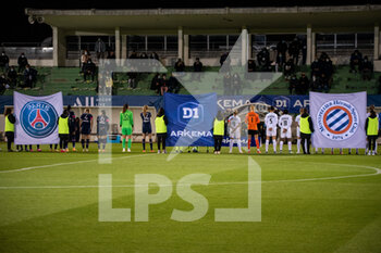 2020-10-10 - The players ahead of the Women's French championship D1 Arkema football match between Paris Saint-Germain and Montpellier HSC on October 10, 2020 at Georges Lef.vre stadium in Saint-Germain-en-Laye, France - Photo Melanie Laurent / A2M Sport Consulting / DPPI - PARIS SAINT-GERMAIN VS MONTPELLIER HSC - FRENCH WOMEN DIVISION 1 - SOCCER