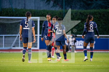 2020-11-14 - Kadidiatou Diani of Paris Saint Germain celebrates after scoring during the Women's French championship D1 Arkema football match between GPSO 92 Issy and Paris Saint-Germain on November 14, 2020 at Pierre Pibarot stadium in Clairefontaine En Yvelines, France - Photo Antoine Massinon / A2M Sport Consulting / DPPI - GPSO 92 ISSY AND PARIS SAINT-GERMAIN - FRENCH WOMEN DIVISION 1 - SOCCER