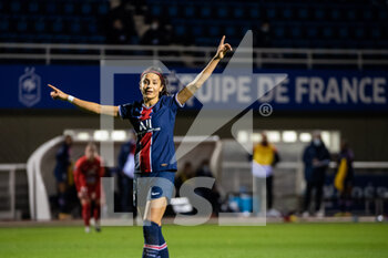 2020-11-14 - Nadia Nadim of Paris Saint Germain celebrates after scoring during the Women's French championship D1 Arkema football match between GPSO 92 Issy and Paris Saint-Germain on November 14, 2020 at Pierre Pibarot stadium in Clairefontaine En Yvelines, France - Photo Antoine Massinon / A2M Sport Consulting / DPPI - GPSO 92 ISSY AND PARIS SAINT-GERMAIN - FRENCH WOMEN DIVISION 1 - SOCCER