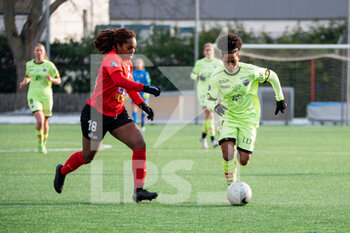 2021-02-13 - Kayla Mills of GPSO 92 Issy and Mylaine Tarrieu of Dijon FCO fight for the ball during the Women's French championship, D1 Arkema football match between GPSO 92 Issy and Dijon FCO on february 13, 2021 at Le Gallo stadium in Boulogne-Billancourt, France - Photo Melanie Laurent / A2M Sport Consulting / DPPI - GPSO 92 ISSY AND DIJON FCO - FRENCH WOMEN DIVISION 1 - SOCCER