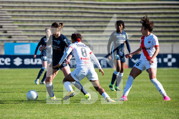 2021-02-27 - Gaetane Thiney of Paris FC, Jeannette Yango of EA Guingamp and Sana Daoudi of EA Guingamp during the Women's French championship D1 Arkema football match between Paris FC and EA Guingamp on February 27, 2021 at Robert Bobin stadium in Bondoufle, France - Photo Melanie Laurent / A2M Sport Consulting / DPPI - PARIS FC AND EA GUINGAMP - FRENCH WOMEN DIVISION 1 - SOCCER