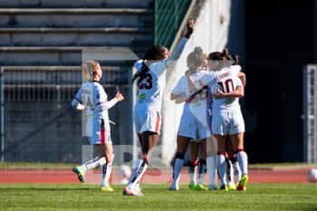 2021-03-06 - Lea Le Garrec of FC Fleury celebrates the goal with teammates during the Women's French championship D 1 Arkema football match between FC Fleury 91 and Le Havre AC on March 6, 2021 at Robert Bobin stadium in Bondoufle, France - Photo Antoine Massinon / A2M Sport Consulting / DPPI - FC FLEURY 91 AND LE HAVRE AC - FRENCH WOMEN DIVISION 1 - SOCCER
