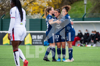 2021-03-27 - Eve Perisset of FC Girondins de Bordeaux celebrates after scoring during the Women's French championship D1 Arkema football match between FC Fleury 91 and Girondins de Bordeaux on March 27, 2021 at Walter Felder stadium in Fleury Merogis, France - Photo Melanie Laurent / A2M Sport Consulting / DPPI - FC FLEURY 91 AND GIRONDINS DE BORDEAUX - FRENCH WOMEN DIVISION 1 - SOCCER