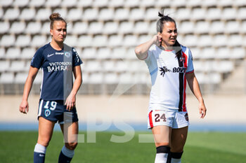 2021-04-24 - Thea Greboval of Paris FC and Michelle De Jongh of FC Fleury reacts during the Women's French championship D1 Arkema football match between Paris FC and FC Fleury 91 on April 24, 2021 at Charlety stadium in Paris, France - Photo Melanie Laurent / A2M Sport Consulting / DPPI - PARIS FC VS FC FLEURY 91 - FRENCH WOMEN DIVISION 1 - SOCCER