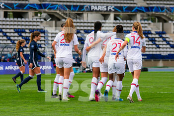 2021-05-06 - Signe Bruun of Paris Saint Germain celebrates with teammates after scoring during the Women's French championship D1 Arkema football match between Paris FC and Paris Saint-Germain on May 6, 2021 at Charlety stadium in Paris, France - Photo Melanie Laurent / A2M Sport Consulting / DPPI - PARIS FC VS PARIS SAINT-GERMAIN - FRENCH WOMEN DIVISION 1 - SOCCER