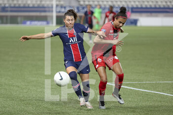 2021-06-04 - Ramona Bachmann of PSG, Genessee Daughetee of Dijon during the Women's French championship D1 Arkema football match between Paris Saint-Germain (PSG) and Dijon FCO on June 4, 2021 at Stade Jean Bouin in Paris, France - Photo Jean Catuffe / DPPI - PARIS SAINT-GERMAIN VS DIJON FCO - FRENCH WOMEN DIVISION 1 - SOCCER