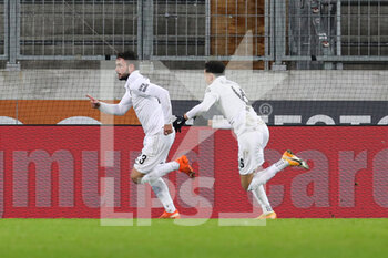 2020-12-13 - Marco Richter of Augsburg celebrates after the 2-2 goal during the German championship Bundesliga football match between FC Augsburg and FC Schalke 04 on December 13, 2020 at WWK Arena in Augsburg, Germany - Photo Max Ellerbrake / firo Sportphoto / DPPI - FC AUGSBURG VS FC SCHALKE 04 - GERMAN BUNDESLIGA - SOCCER