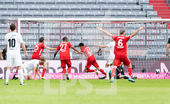 2021-04-10 - Jamal Musiala of Bayern Munich scores a goal 1-0 during the German championship Bundesliga football match between Bayern Munich and Union Berlin on April 10, 2021 at Allianz Arena in Munich, Germany - Photo Florian Pohl / City-Press GmbH / Pool / firosportphoto / DPPI - BAYERN MUNICH VS UNION BERLIN - GERMAN BUNDESLIGA - SOCCER