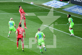 2021-04-17 - Jamal Musiala of Bayern Munich scores the 1-3 goal during the German championship Bundesliga football match between VfL Wolfsburg and Bayern Munich on April 17, 2021 at Volkswagen Arena in Wolfsburg, Germany - Photo Tim Groothuis / Witters / firosportphoto / DPPI - VFL WOLFSBURG VS BAYERN MUNICH - GERMAN BUNDESLIGA - SOCCER