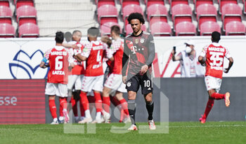 2021-04-24 - Leroy Sane of Bayern Munich dejected after the 2-0 goal during the German championship Bundesliga football match between FSV Mainz 05 and Bayern Munich on April 24, 2021 at Opel Arena in Mainz, Germany - Photo Thorsten Wagner / Witters / firo sportphoto / DPPI - FSV MAINZ 05 VS BAYERN MUNICH - GERMAN BUNDESLIGA - SOCCER