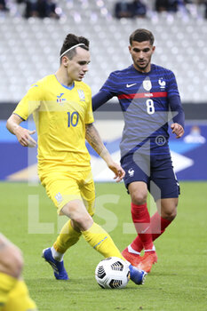 2020-10-07 - Mykola Shaparenko of Ukraine, Houssem Aouar of France during the Friendly Game football match between France and Ukraine on October 7, 2020 at Stade de France in Saint-Denis, France - Photo Jean Catuffe / DPPI - FRANCE VS UKRAINE - FRIENDLY MATCH - SOCCER