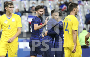 2020-10-07 - Olivier Giroud of France celebrates his goal with teammates during the Friendly Game football match between France and Ukraine on October 7, 2020 at Stade de France in Saint-Denis, France - Photo Jean Catuffe / DPPI - FRANCE VS UKRAINE - FRIENDLY MATCH - SOCCER
