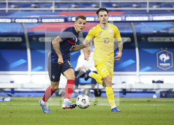 2020-10-07 - Lucas Digne of France, Mykola Shaparenko of Ukraine during the Friendly Game football match between France and Ukraine on October 7, 2020 at Stade de France in Saint-Denis, France - Photo Jean Catuffe / DPPI - FRANCE VS UKRAINE - FRIENDLY MATCH - SOCCER