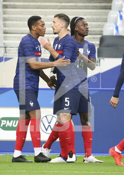 2020-10-07 - Eduardo Camavinga of France (right) celebrates his goal with teammates during the international friendly game football match between France and Ukraine on October 7, 2020 at Stade de France in Saint-Denis, France - Photo Jean Catuffe / DPPI - FRIENDLY GAME FOOTBALL MATCH BETWEEN FRANCE AND UKRAINE - FRIENDLY MATCH - SOCCER