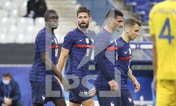 2020-10-07 - Olivier Giroud of France celebrates his first goal with teammates during the international friendly game football match between France and Ukraine on October 7, 2020 at Stade de France in Saint-Denis, France - Photo Jean Catuffe / DPPI - FRIENDLY GAME FOOTBALL MATCH BETWEEN FRANCE AND UKRAINE - FRIENDLY MATCH - SOCCER