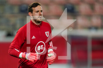2021-03-24 - Danny Ward of Wales warms up during the FIFA World Cup 2022, Qualifiers Group E football match between Belgium and Wales on March 24, 2021 at King Power at Den Dreef Stadion in Leuven, Belgium - Photo Jeroen Meuwsen / Orange Pictures / DPPI - FIFA WORLD CUP 2020 QUALIFIERS - BELGIUM AND WALES - FIFA WORLD CUP - SOCCER