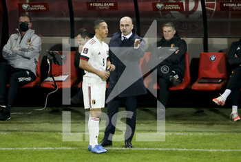 2021-03-24 - Coach of Belgium Roberto Martinez, Youri Tielemans of Belgium during the FIFA World Cup 2022, Qualifiers Group E football match between Belgium and Wales on March 24, 2021 at King Power at Den Dreef Stadion in Leuven, Belgium - Photo Jean Catuffe / DPPI - FIFA WORLD CUP 2020 QUALIFIERS - BELGIUM AND WALES - FIFA WORLD CUP - SOCCER
