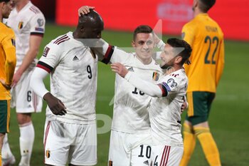2021-03-24 - Thorgan Hazard of Belgium celebrates a goal during the FIFA World Cup 2022, Qualifiers Group E football match between Belgium and Wales on March 24, 2021 at King Power at Den Dreef Stadion in Leuven, Belgium - Photo Laurent Lairys / DPPI - FIFA WORLD CUP 2020 QUALIFIERS - BELGIUM AND WALES - FIFA WORLD CUP - SOCCER
