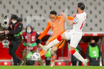 2021-03-24 - Kenny Tete of Netherlands and Umut Meras of Turkey during the FIFA World Cup 2022, Qualifiers, Group G football match between Turkey and Netherlands on March 24, 2021 at Ali Sali Yen Stadium in Istanbul, Turkey - Photo Marcel ter Bals / Orange Pictures / DPPI - WORLD CUP 2020 QUALIFIERS - TURKEY AND NETHERLANDS - FIFA WORLD CUP - SOCCER