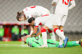 2021-03-24 - Ugurcan Cakir of Turkey celebrates with teammates during the FIFA World Cup 2022, Qualifiers, Group G football match between Turkey and Netherlands on March 24, 2021 at Ali Sali Yen Stadium in Istanbul, Turkey - Photo Marcel ter Bals / Orange Pictures / DPPI - WORLD CUP 2020 QUALIFIERS - TURKEY AND NETHERLANDS - FIFA WORLD CUP - SOCCER
