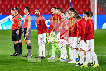 2021-03-25 - Team of Spain during the 2022 FIFA World Cup, Qualifiers, Group B football match between Spain and Greece on March 25, 2021 at Estadio Municipal Nuevo Los Carmenes in Granada, Spain - Photo Pablo Morano / Orange Pictures / DPPI - 2022 FIFA WORLD CUP, QUALIFIERS, GROUP B - SPAIN AND GREECE - FIFA WORLD CUP - SOCCER
