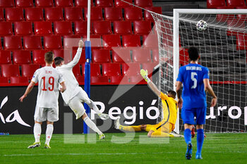 2021-03-25 - Alvaro Morata of Spain scores a goal during the 2022 FIFA World Cup, Qualifiers, Group B football match between Spain and Greece on March 25, 2021 at Estadio Municipal Nuevo Los Carmenes in Granada, Spain - Photo Pablo Morano / Orange Pictures / DPPI - 2022 FIFA WORLD CUP, QUALIFIERS, GROUP B - SPAIN AND GREECE - FIFA WORLD CUP - SOCCER