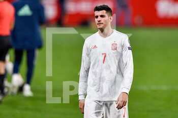 2021-03-25 - Alvaro Morata of Spain disappointed during the 2022 FIFA World Cup, Qualifiers, Group B football match between Spain and Greece on March 25, 2021 at Estadio Municipal Nuevo Los Carmenes in Granada, Spain - Photo Pablo Morano / Orange Pictures / DPPI - 2022 FIFA WORLD CUP, QUALIFIERS, GROUP B - SPAIN AND GREECE - FIFA WORLD CUP - SOCCER