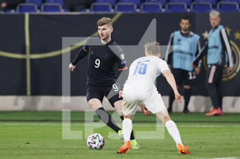 25/03/2021 - Timo Werner of Germany and Alfons Sampsted of Iceland during the 2022 FIFA World Cup, Qualifiers, Group J football match between Germany and Iceland on March 25, 2021 at the Schauinsland-Reisen-Arena in Duisburg, Germany - Photo Jurgen Fromme / firo Sportphoto / DPPI - 2022 FIFA WORLD CUP, QUALIFIERS, GROUP J - GERMANY AND ICELAND - FIFA MONDIALI - CALCIO
