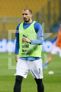 2021-03-25 - Giorgio Chiellini of Italy warms up during the FIFA World Cup 2022, Qualifiers Group C football match between Italy and Northern Ireland on March 25, 2021 at Ennio Tardini stadium in Parma, Italy - Photo Laurent Lairys / DPPI - FIFA WORLD CUP 2022, QUALIFIERS GROUP C - ITALY VS NORTHERN IRELAND - FIFA WORLD CUP - SOCCER