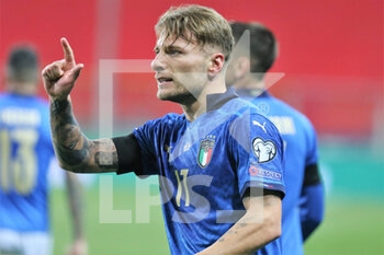 2021-03-25 - Ciro Immobile of Italy celebrates his goal during the FIFA World Cup 2022, Qualifiers Group C football match between Italy and Northern Ireland on March 25, 2021 at Ennio Tardini stadium in Parma, Italy - Photo Laurent Lairys / DPPI - FIFA WORLD CUP 2022, QUALIFIERS GROUP C - ITALY VS NORTHERN IRELAND - FIFA WORLD CUP - SOCCER