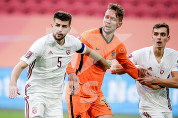 2021-03-27 - Antonijs Cernomordijs of Latvia, Luuk de Jong of the Netherlands, Vladislavs Fjodorovs of Latvia during the 2022 FIFA World Cup, Qualifiers, Group G football match between Netherlands and Latvia on March 27, 2021 at Johan Cruijff ArenA in Amsterdam, Netherlands - Photo Broer van den Boom / Orange Pictures / DPPI - QUALIFICAZIONI AI MONDIALI FIFA 2022 - GRUPPO G - PAESI BASSI VS LETTONIA - FIFA WORLD CUP - SOCCER