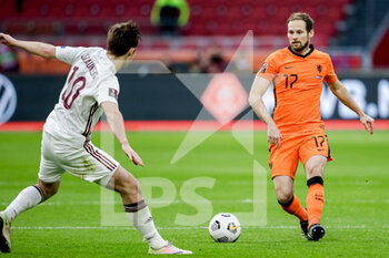 2021-03-27 - Janis Ikaunieks of Latvia, Daley Blind of the Netherlands during the 2022 FIFA World Cup, Qualifiers, Group G football match between Netherlands and Latvia on March 27, 2021 at Johan Cruijff ArenA in Amsterdam, Netherlands - Photo Broer van den Boom / Orange Pictures / DPPI - QUALIFICAZIONI AI MONDIALI FIFA 2022 - GRUPPO G - PAESI BASSI VS LETTONIA - FIFA WORLD CUP - SOCCER