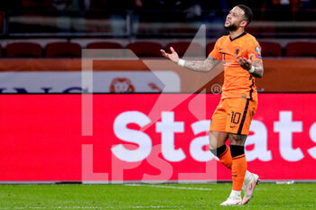 2021-03-27 - Memphis Depay of the Netherlands during the 2022 FIFA World Cup, Qualifiers, Group G football match between Netherlands and Latvia on March 27, 2021 at Johan Cruijff ArenA in Amsterdam, Netherlands - Photo Broer van den Boom / Orange Pictures / DPPI - QUALIFICAZIONI AI MONDIALI FIFA 2022 - GRUPPO G - PAESI BASSI VS LETTONIA - FIFA WORLD CUP - SOCCER
