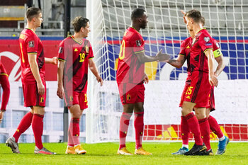 2021-03-30 - Players of Belgium celebrating goal of Christian Benteke during the 2022 FIFA World Cup, Qualifiers, Group E football match between Belgium and Belarus on March 30, 2021 at Den Dreef in Leuven, Belgium - Photo Jeroen Meuwsen / Orange Pictures / DPPI - MONDIALI FIFA 2020, QUALIFICAZIONI, GRUPPO E - BELGIO VS BIELLORUSSIA - FIFA WORLD CUP - SOCCER