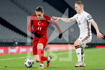 2021-03-30 - Yusuf Yazici of Turkey and Andrejs Ciganiks of Latvia during the 2022 FIFA World Cup, Qualifiers, Group G football match between Turkey and Latvia on March 30, 2021 at Ataturk Olympic Stadium in Istanbul, Turkey - Photo Orange Pictures / DPPI - MONDIALI FIFA 2022, QUALIFICAZIONI, GRUPPO G - TURCHIA VS LETTONIA - FIFA WORLD CUP - SOCCER