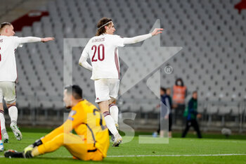 2021-03-30 - Roberts Uldrikis of Latvia celebrates after scoring his sides second goal during the 2022 FIFA World Cup, Qualifiers, Group G football match between Turkey and Latvia on March 30, 2021 at Ataturk Olympic Stadium in Istanbul, Turkey - Photo Orange Pictures / DPPI - MONDIALI FIFA 2022, QUALIFICAZIONI, GRUPPO G - TURCHIA VS LETTONIA - FIFA WORLD CUP - SOCCER