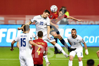 2021-03-31 - Ibrahim Dresevic of Kosovo and Eric Garcia of Spain during the 2022 FIFA World Cup, Qualifiers, Group B football match between Spain and Kosovo on March 31, 2021 at Estadio Olimpico in Seville, Spain - Photo Pablo Morano / Orange Pictures / DPPI - MONDIALI FIFA 2022, QUALIFICAZIONI, GRUPPO B - SPAGNA VS KOSOVO - FIFA WORLD CUP - SOCCER