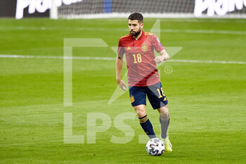 2021-03-31 - Jordi Alba of Spain during the 2022 FIFA World Cup, Qualifiers, Group B football match between Spain and Kosovo on March 31, 2021 at Estadio Olimpico in Seville, Spain - Photo Pablo Morano / Orange Pictures / DPPI - MONDIALI FIFA 2022, QUALIFICAZIONI, GRUPPO B - SPAGNA VS KOSOVO - FIFA WORLD CUP - SOCCER