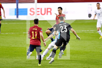 2021-03-31 - Besar Halimi of Kosovo shoots to score his sides first goal during the 2022 FIFA World Cup, Qualifiers, Group B football match between Spain and Kosovo on March 31, 2021 at Estadio Olimpico in Seville, Spain - Photo Pablo Morano / Orange Pictures / DPPI - MONDIALI FIFA 2022, QUALIFICAZIONI, GRUPPO B - SPAGNA VS KOSOVO - FIFA WORLD CUP - SOCCER