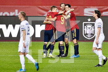 2021-03-31 - Gerard of Spain celebrates after scoring his sides third goal with teammates during the 2022 FIFA World Cup, Qualifiers, Group B football match between Spain and Kosovo on March 31, 2021 at Estadio Olimpico in Seville, Spain - Photo Pablo Morano / Orange Pictures / DPPI - MONDIALI FIFA 2022, QUALIFICAZIONI, GRUPPO B - SPAGNA VS KOSOVO - FIFA WORLD CUP - SOCCER