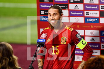 2021-03-31 - Sergio Ramos of Spain during interview after the 2022 FIFA World Cup, Qualifiers, Group B football match between Spain and Kosovo on March 31, 2021 at Estadio Olimpico in Seville, Spain - Photo Pablo Morano / Orange Pictures / DPPI - MONDIALI FIFA 2022, QUALIFICAZIONI, GRUPPO B - SPAGNA VS KOSOVO - FIFA WORLD CUP - SOCCER