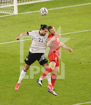 2021-03-31 - Emre Can of Germany and Stefan Ristovski of North Macedonia during the 2022 FIFA World Cup, Qualifiers, Group J football match between Germany and North Macedonia on March 31, 2021 at Schauinsland-Reisen-Arena in Duisburg, Germany - Photo Ralf Ibing / firo Sportphoto / DPPI - MONDIALI FIFA 2022, QUALIFICAZIONI, GRUPPO J - GERMANIA VS MACEDONIA DEL NORD - FIFA WORLD CUP - SOCCER