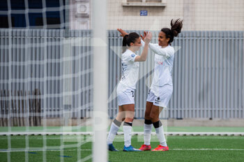 2021-05-01 - Clara Mateo of Paris FC celebrates after scoring with Coumba Sow of Paris FC during the Women's French championship D1 Arkema football match between GPSO 92 Issy and Paris FC on May 1, 2021 at Le Gallo stadium in Boulogne-Billancourt, France - Photo Melanie Laurent / A2M Sport Consulting / DPPI - GPSO 92 ISSY VS PARIS FC - FRENCH WOMEN DIVISION 1 - SOCCER